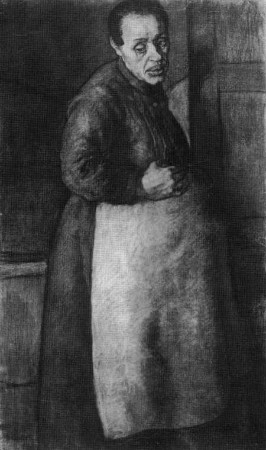 Otto Pankok - Kohlezeichnung 'Schwangere Frau_(Stoevers Lin)' 1914, 146 x 83 cm